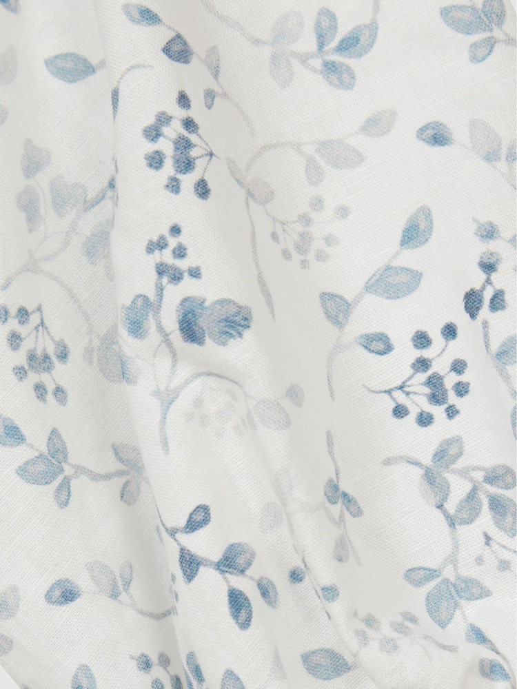 Reiss Blue Print Jennah Junior Puff Sleeve Cut-Out Back Midi Dress - Image 6 of 6