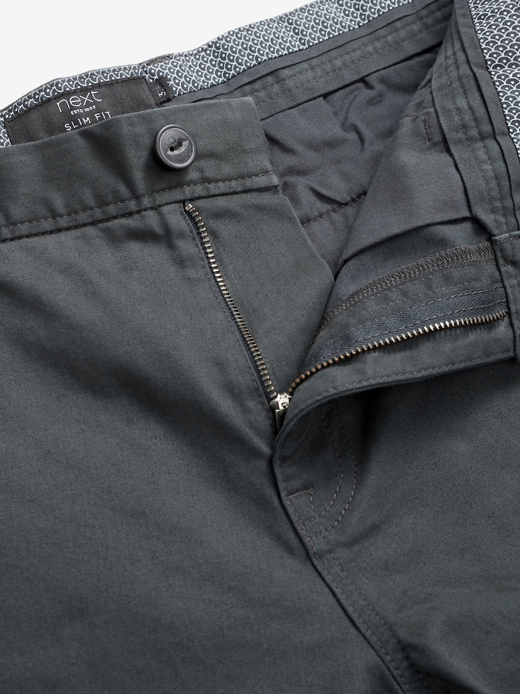 Grey Charcoal Straight Fit Belted Soft Touch Chino Trousers - Image 2 of 2