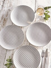 Grey Grey Geo Embossed Dinnerware Set of 4 Dinner Plates - Image 1 of 3