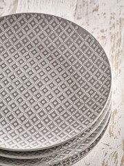 Grey Grey Geo Embossed Dinnerware Set of 4 Dinner Plates - Image 2 of 3