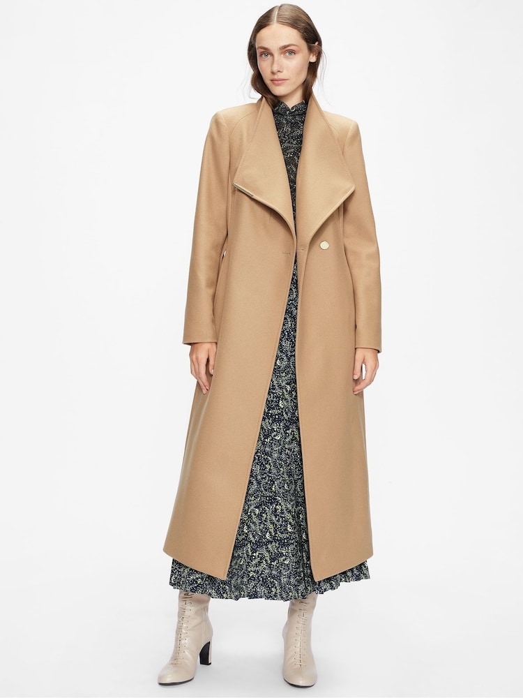 Ted Baker Tan Brown Long Length Rosell Wool Wrap Coat - Image 1 of 5