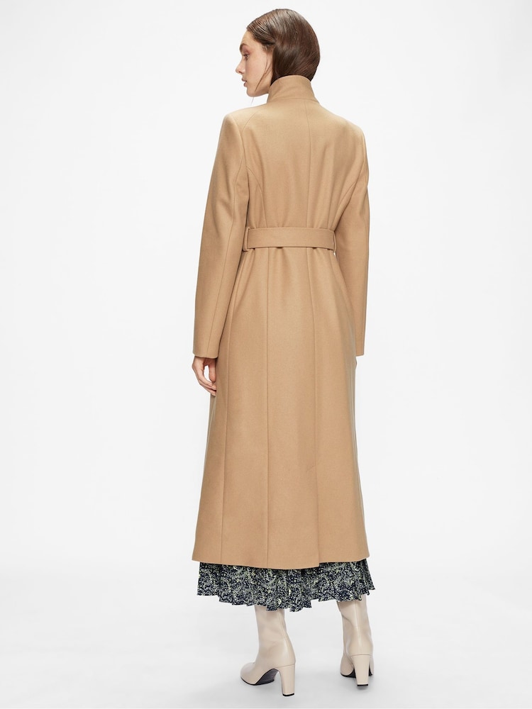 Ted Baker Tan Brown Long Length Rosell Wool Wrap Coat - Image 2 of 5