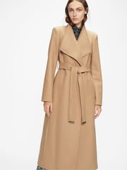 Ted Baker Tan Brown Long Length Rosell Wool Wrap Coat - Image 3 of 5