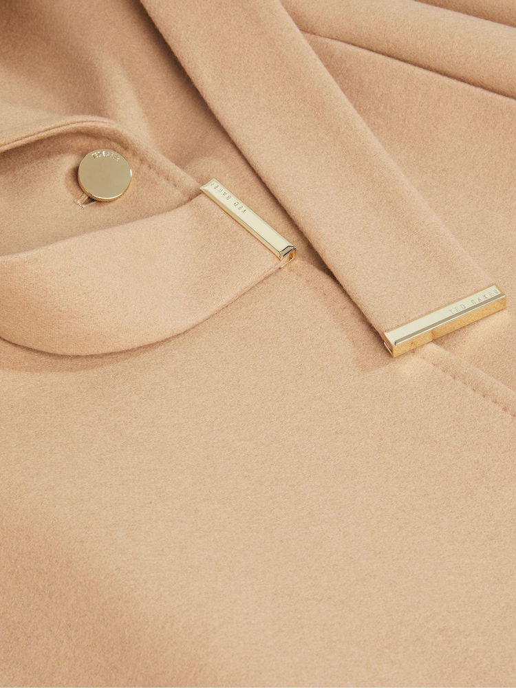 Ted Baker Tan Brown Long Length Rosell Wool Wrap Coat - Image 5 of 5