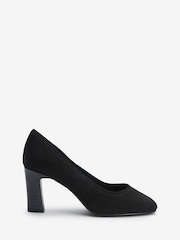 Black Extra Wide Fit Forever Comfort® Round Toe Block Heel Court Shoes - Image 1 of 4