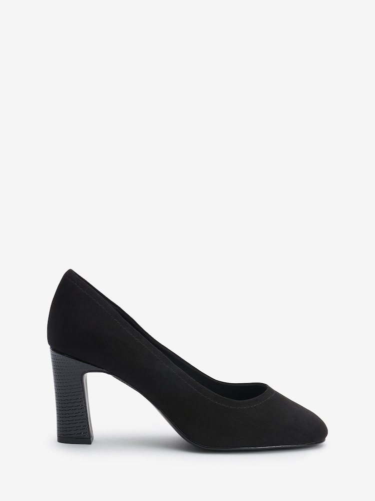 Black Extra Wide Fit Forever Comfort® Round Toe Block Heel Court Shoes - Image 1 of 4