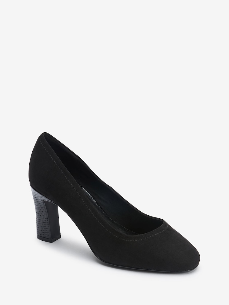 Black Extra Wide Fit Forever Comfort® Round Toe Block Heel Court Shoes - Image 2 of 4