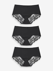 Black Midi No VPL Lace Back Briefs 3 Pack - Image 1 of 5
