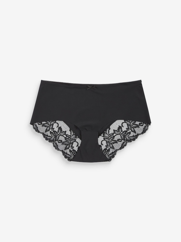 Black Midi No VPL Lace Back Briefs 3 Pack - Image 5 of 5