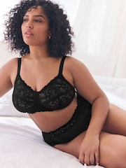 Black Total Support Non Pad Non Wire Full Cup Lace Ultimate Comfort Bra B-H - Image 3 of 7
