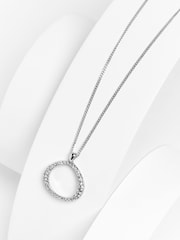 Silver Tone Allium Pavé Pendant Necklace - Image 1 of 2