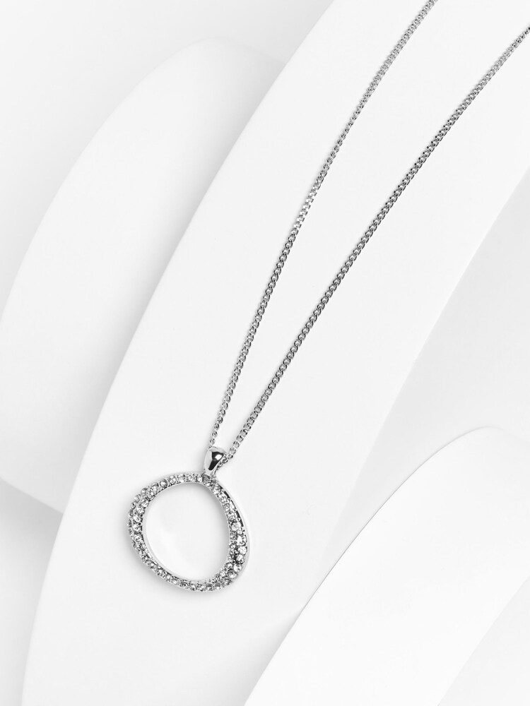 Silver Tone Allium Pavé Pendant Necklace - Image 1 of 2