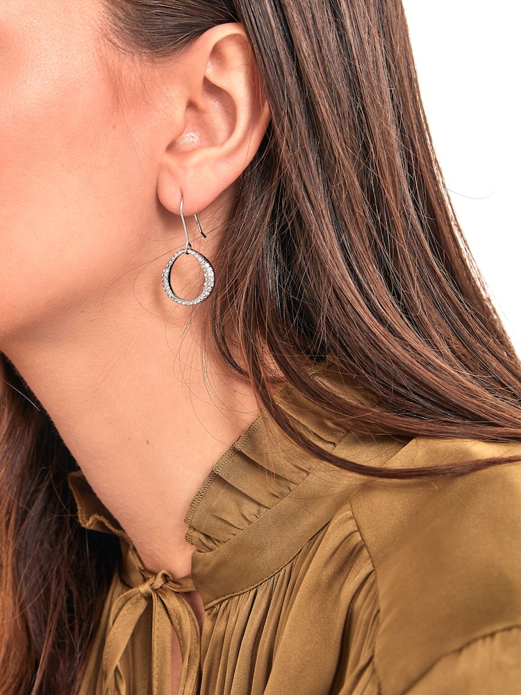 Silver Tone Allium Pavé Drop Earrings - Image 1 of 2
