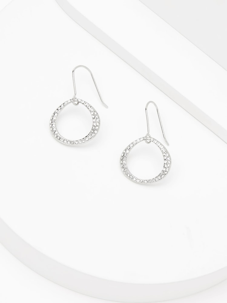 Silver Tone Allium Pavé Drop Earrings - Image 2 of 2