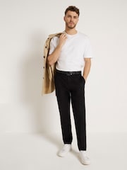 River Island Black Tapered 100% Cotton Chino Trousers - Image 1 of 3