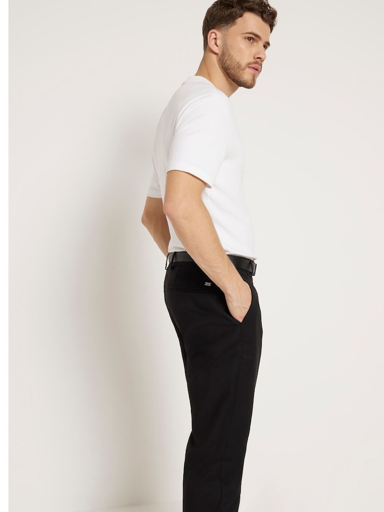 River Island Black Tapered 100% Cotton Chino Trousers - Image 2 of 3