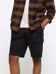 River Island Black Light Elasticated Cargo Shorts - Image 4 of 6