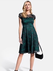 HotSquash Green Lace Fit And Flare Dress - Image 3 of 5