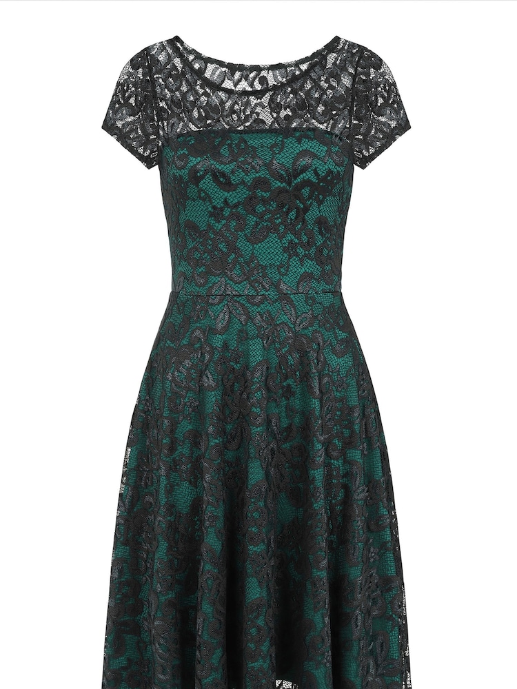 HotSquash Green Lace Fit And Flare Dress - Image 4 of 4