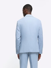 River Island Blue Single Breasted Textured Slim Fit Suit Jacket - Image 2 of 6