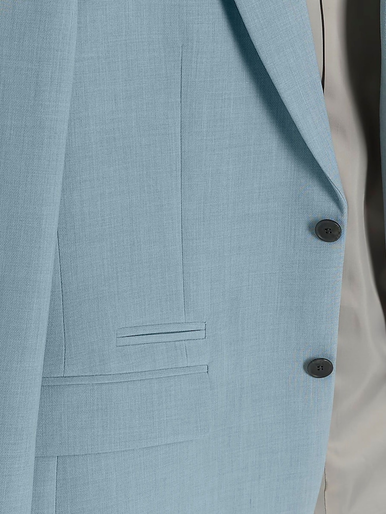 River Island Blue Single Breasted Textured Slim Fit Suit Jacket - Image 6 of 6