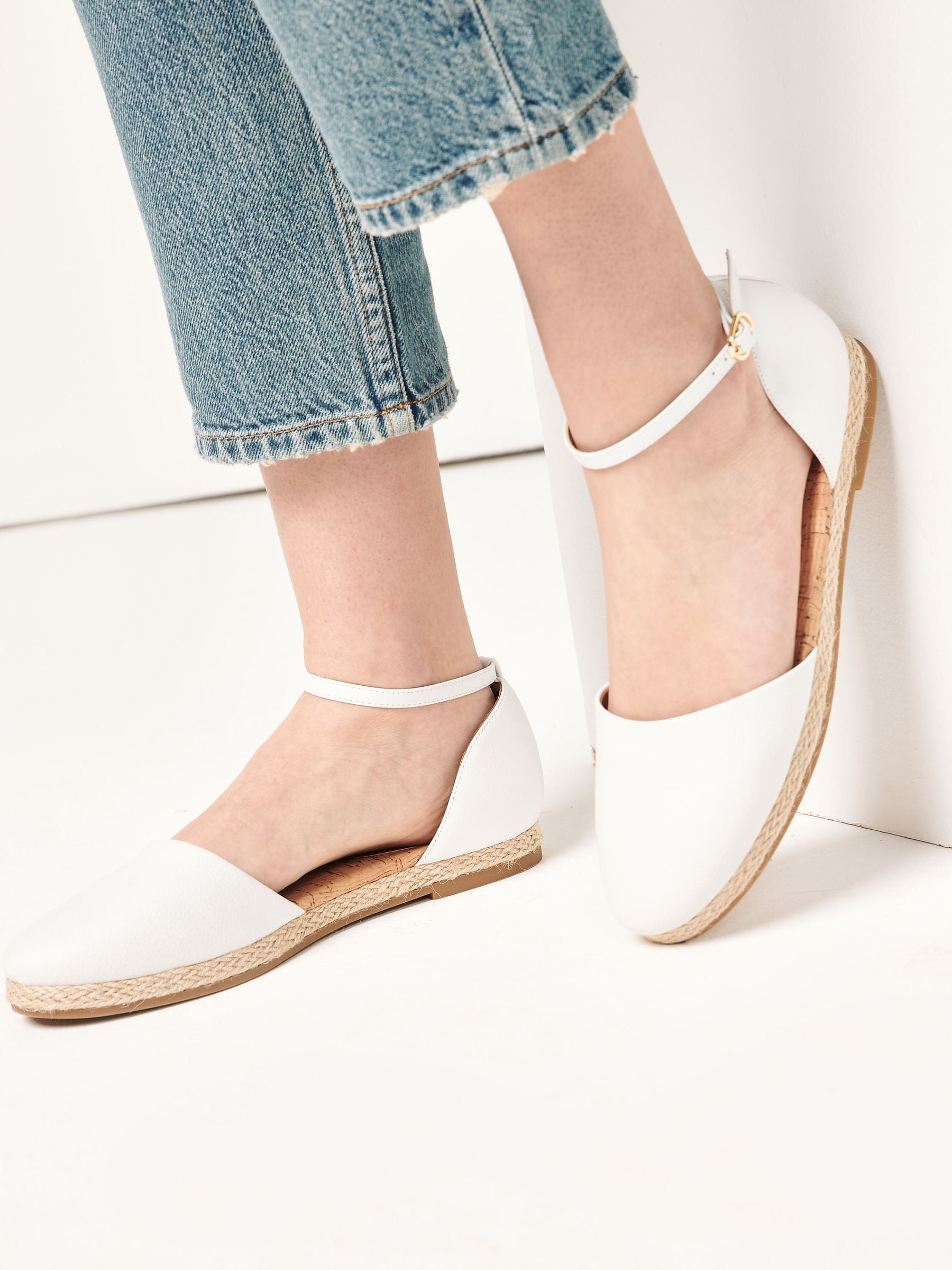 White closed toe espadrilles top