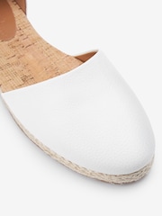 White Closed Toe Ankle Strap Espadrille Shoes - Image 6 of 8