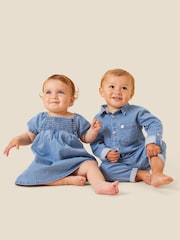 MORI Blue Organic Cotton Denim Chambray Soft Dress - Image 3 of 5