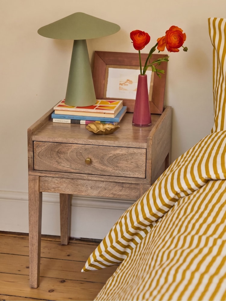 Swoon Light Brown Newham Mango Wood 1 Drawer Bedside Table - Image 1 of 7 Swoon Light Brown Newham Mango Wood 1 Drawer Bedside Table - Image 1 of 7