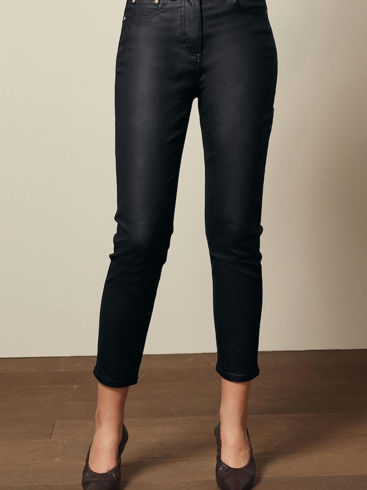 Black Coated Straight Leg Jeans - Image 1 of 4