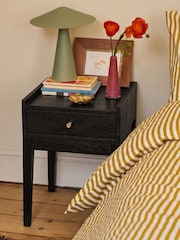 Swoon Black Newham Mango Wood 1 Drawer Bedside Table - Image 1 of 6