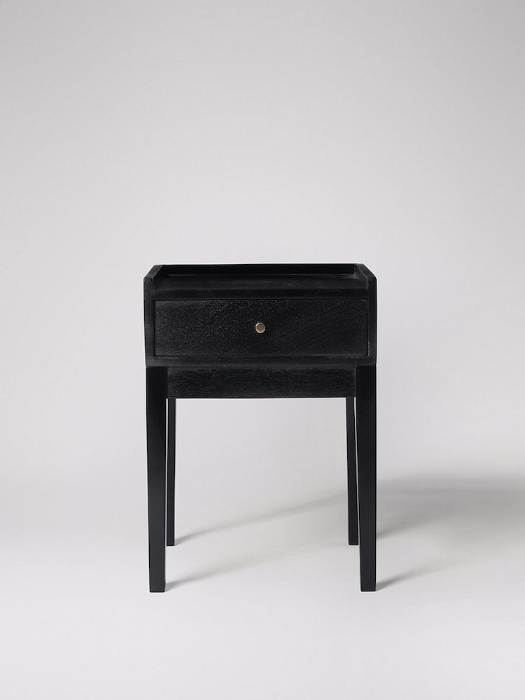 Swoon Black Newham Mango Wood 1 Drawer Bedside Table - Image 2 of 6 Swoon Black Newham Mango Wood 1 Drawer Bedside Table - Image 2 of 6
