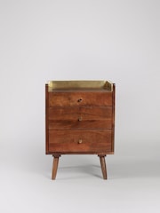 Swoon Light Brown Fresco Mango Wood 3 Drawer Bedside Table - Image 2 of 6