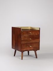 Swoon Light Brown Fresco Mango Wood 3 Drawer Bedside Table - Image 4 of 6