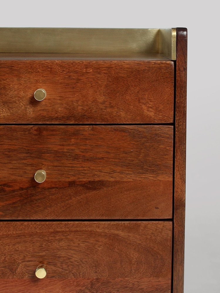 Swoon Light Brown Fresco Mango Wood 3 Drawer Bedside Table - Image 6 of 6 Swoon Light Brown Fresco Mango Wood 3 Drawer Bedside Table - Image 6 of 6