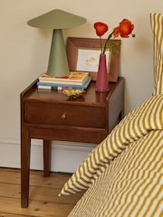Swoon Mid Brown Newham Mango Wood 1 Drawer Bedside Table - Image 1 of 7