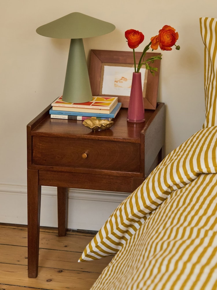 Swoon Mid Brown Newham Mango Wood 1 Drawer Bedside Table - Image 1 of 7 Swoon Mid Brown Newham Mango Wood 1 Drawer Bedside Table - Image 1 of 7