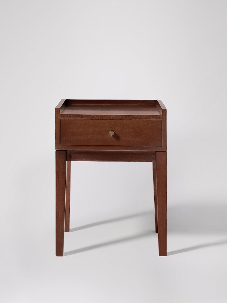 Swoon Mid Brown Newham Mango Wood 1 Drawer Bedside Table - Image 2 of 7 Swoon Mid Brown Newham Mango Wood 1 Drawer Bedside Table - Image 2 of 7