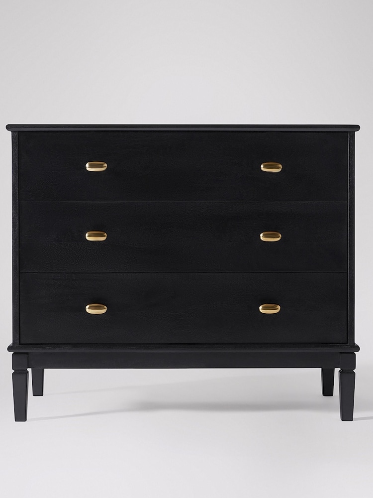 Swoon Black Canonbury Mango Wood 3 Drawer Chest Of Drawers - Image 2 of 8 Swoon Black Canonbury Mango Wood 3 Drawer Chest Of Drawers - Image 2 of 8