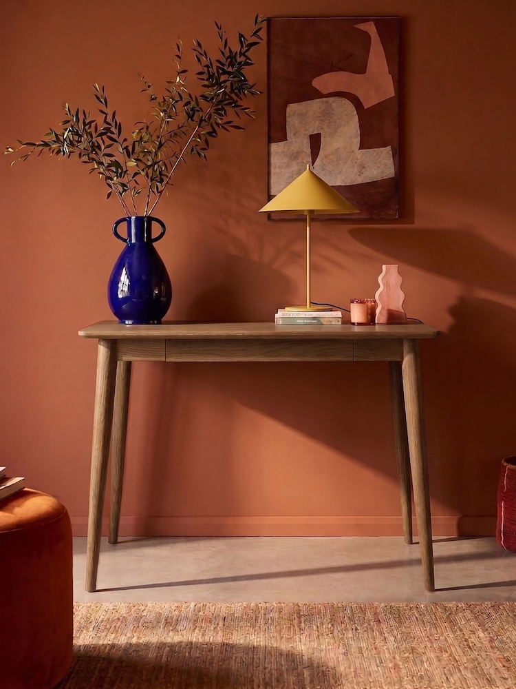 Swoon Light Brown Maltby Acacia Wood 1 Drawer Desk - Image 1 of 5