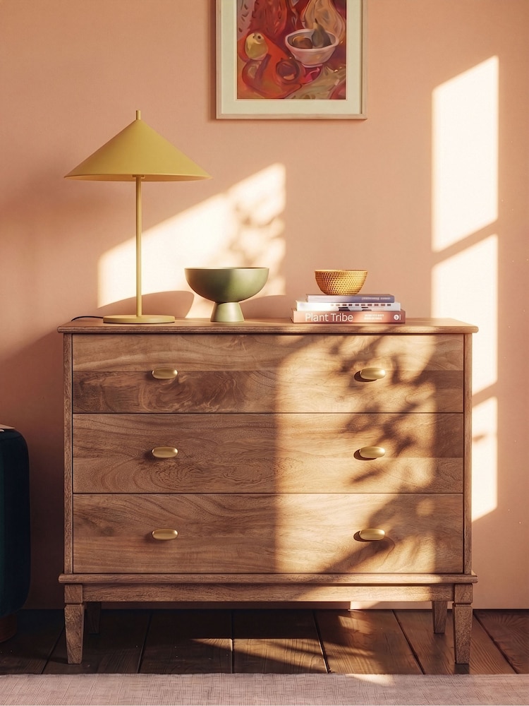 Swoon Light Brown Canonbury Mango Wood 3 Drawer Chest Of Drawers - Image 1 of 8 Swoon Light Brown Canonbury Mango Wood 3 Drawer Chest Of Drawers - Image 1 of 8