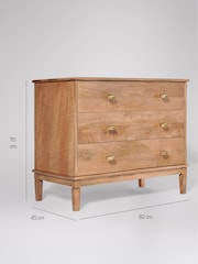 Swoon Light Brown Canonbury Mango Wood 3 Drawer Chest Of Drawers - Image 3 of 8