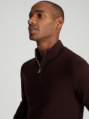 Reiss Red Blackhall Merino Wool Zip Neck Jumper - Image 3 of 6