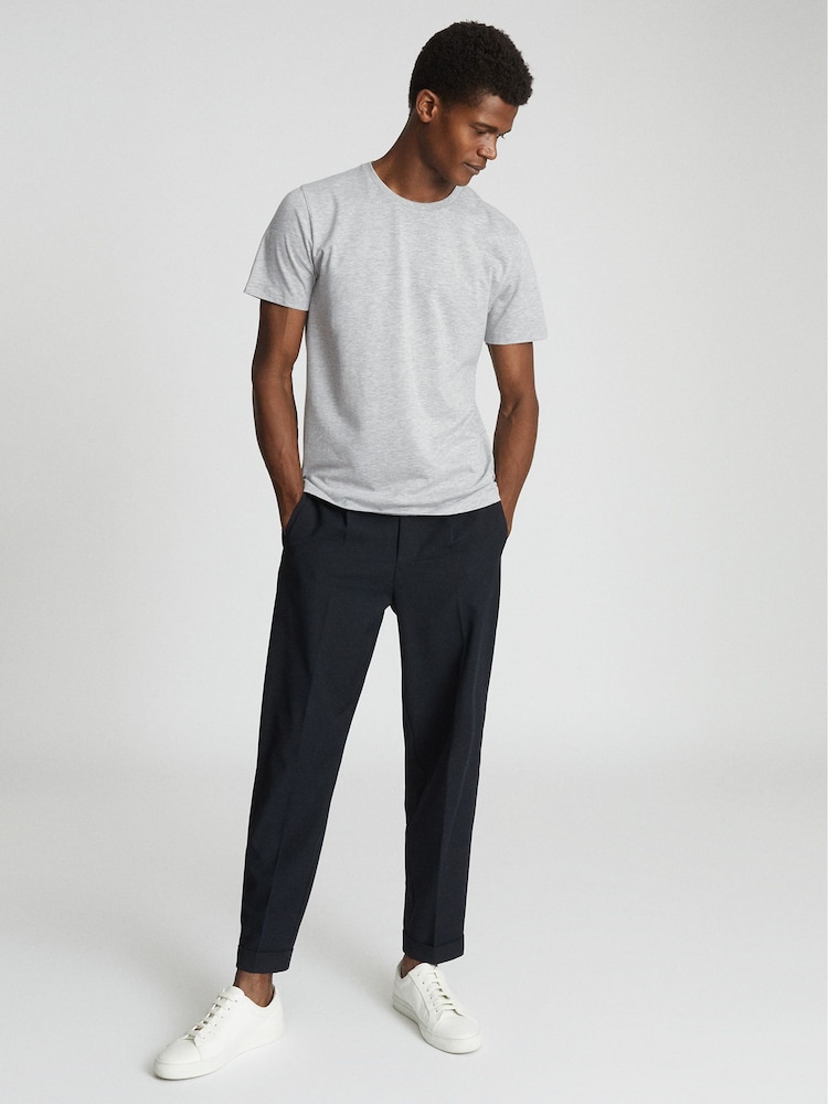 Reiss Grey Reiss Bless Marl Regular Fit Crew Neck T-Shirt - Image 1 of 5