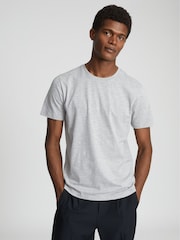 Reiss Grey Reiss Bless Marl Regular Fit Crew Neck T-Shirt - Image 3 of 5