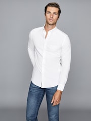 Белый - Reiss Reiss Greenwich Soft Wash Button Down Oxford 100% Cotton Shirt - Изображение 2 из 6
