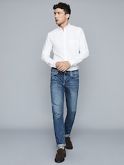 Белый - Reiss Reiss Greenwich Soft Wash Button Down Oxford 100% Cotton Shirt - Изображение 5 из 6