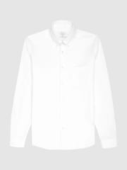 Белый - Reiss Reiss Greenwich Soft Wash Button Down Oxford 100% Cotton Shirt - Изображение 6 из 6