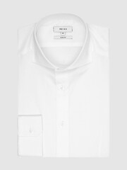 Reiss White Slim Fit Storm Two Fold Cutaway Collar 100% Cotton Shirt - Image 2 of 7