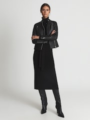 Reiss Tallis Leather Biker Jacket - Image 1 of 6
